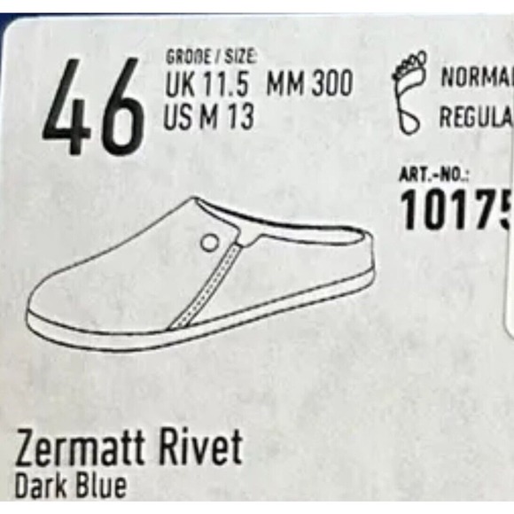 Birkenstock Zermatt Dark Blue Wool Felt‎ Sandals Slippers Size 46 US 13 - Picture 9 of 11